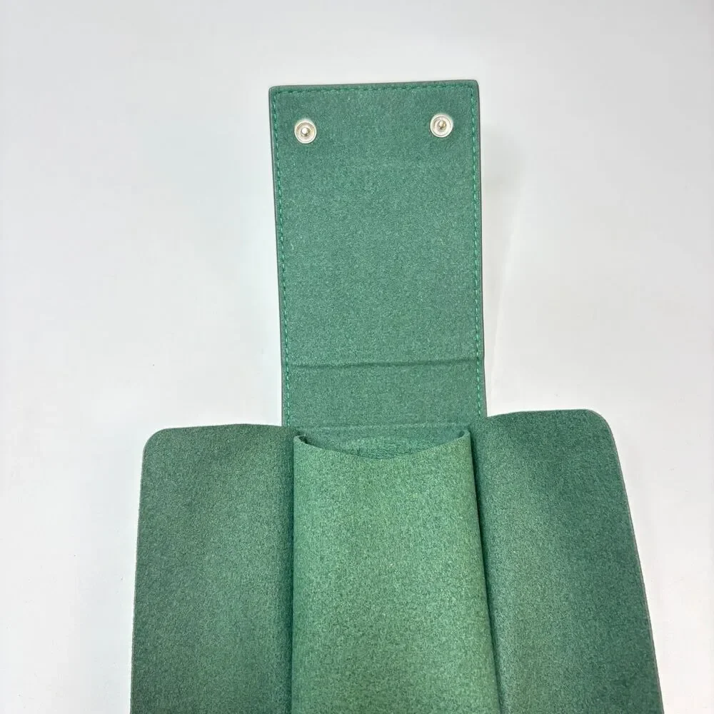 Authentic ROLEX Green Leather Service Travel Pouch Unisex One Size